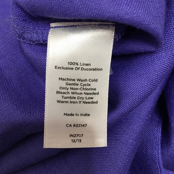 Talbots Medium Petite Linen V Neck Blouse Blue - Picture 8 of 8